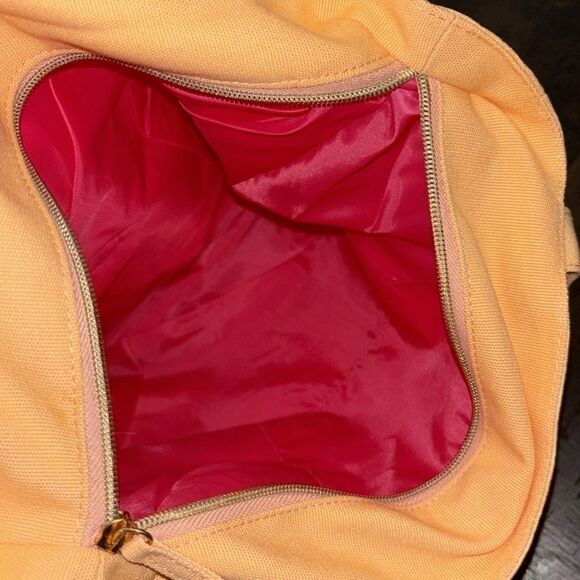 TOO FACED Sweet As A Peach Gold Foil Ombre Beach Lined Canvas Tote Shopper Bag‍‍ - Picture 7 of 7